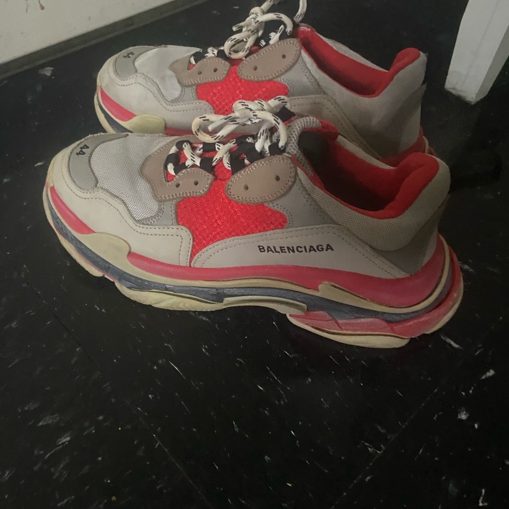 Balenciaga Red and White Athletic Shoes